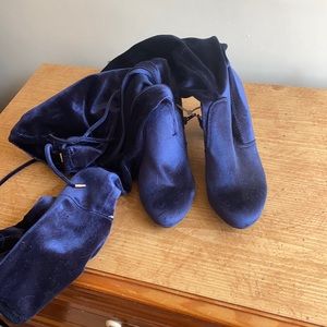 Sued blue above the knee boots